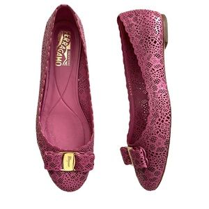 Salvatore Ferragamo Varina Pink Laser Cut Flats